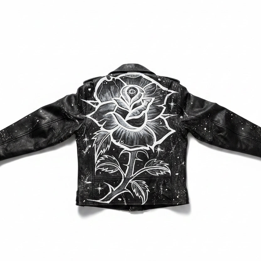 Women’s Tattoo Rose Custom Leather Jacket