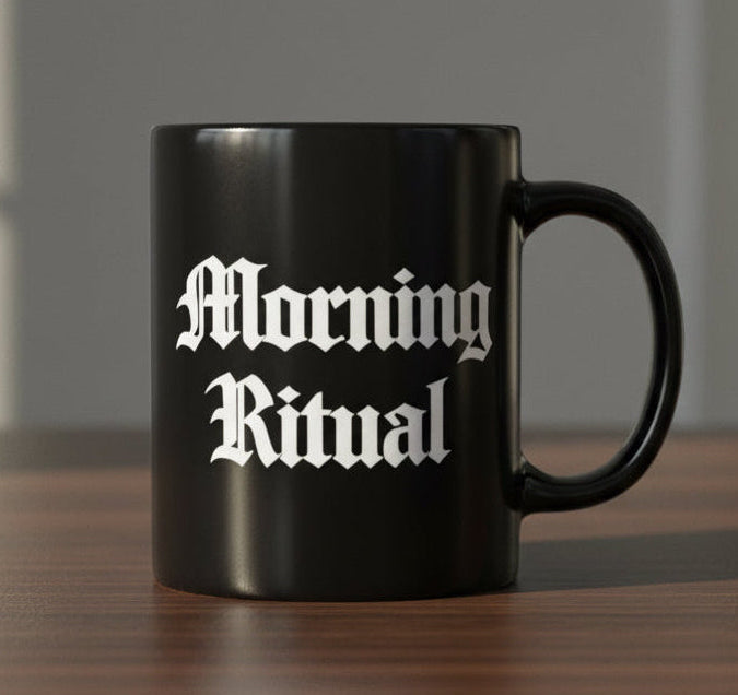 Morning Ritual- Black Glossy Mug